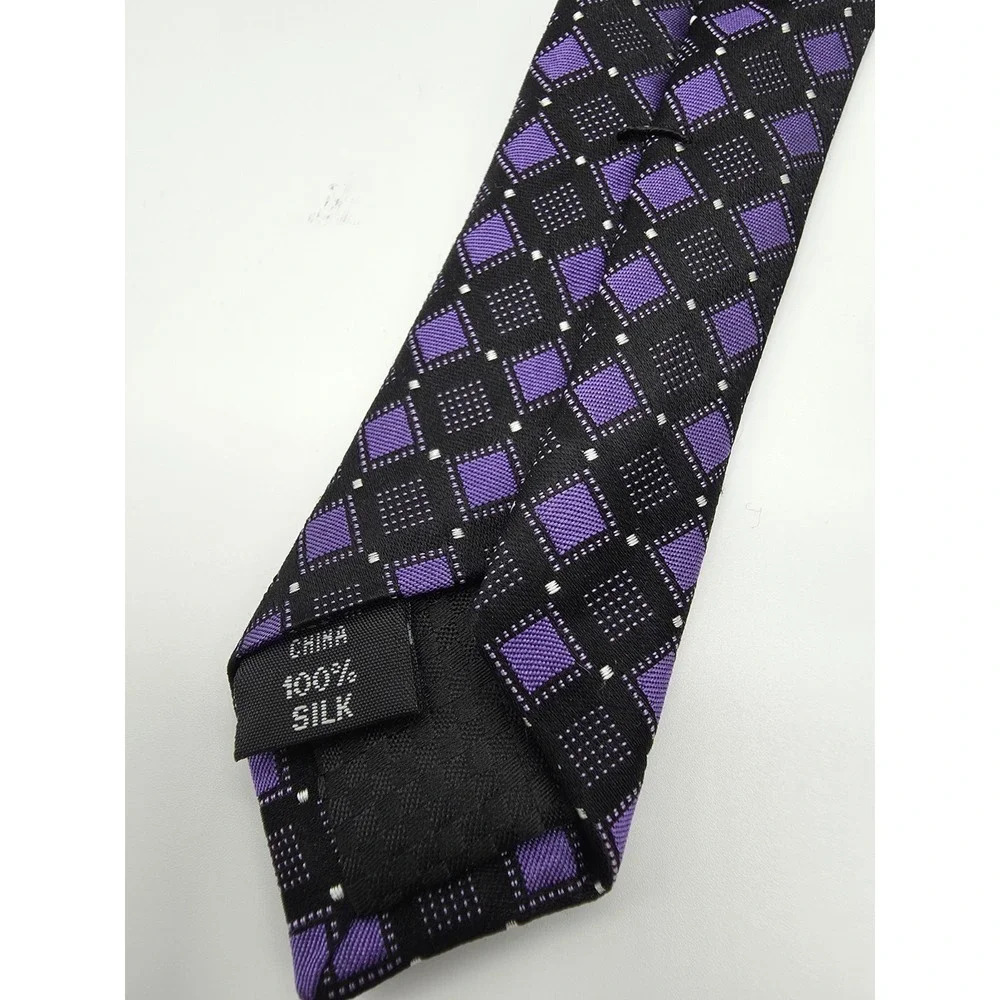 Sean John Tie Purple Black Geometric Pattern Necktie 58